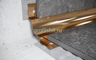 Стальной профиль для внутренних углов закладной 8 мм FWM 8 GP золото полированное 2,7 м