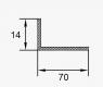 Алюминиевый уголок 70х14 мм ПБ70х14 серебро матовое 3 м