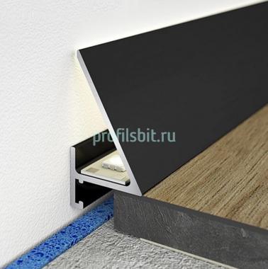 Алюминиевый микроплинтус с LED подсветкой Мега-Трейд МП-24LED Чёрный 3м