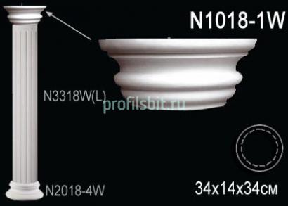 Капитель колонны Перфект N1018-1W 140х340х340 мм белый полиуретан