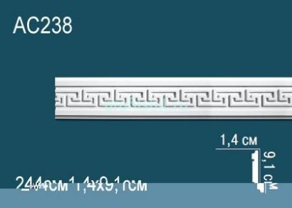 Молдинг с орнаментом Перфект AC238 91х14 мм 2,44 м белый полиуретан