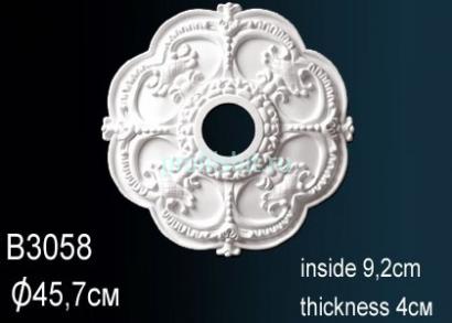 Потолочная розетка Перфект B3058 455 мм белый полиуретан