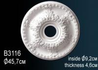 Потолочная розетка Перфект B3116 456 мм белый полиуретан