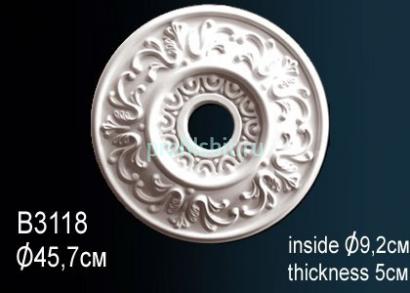 Потолочная розетка Перфект B3118 458 мм белый полиуретан