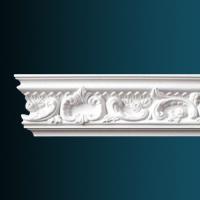 Гибкий потолочный плинтус с орнаментом Перфект AA201F 116х129х56 мм 2,3 м белый полиуретан