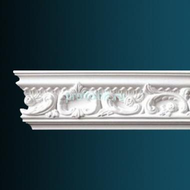 Гибкий потолочный плинтус с орнаментом Перфект AA201F 116х129х56 мм 2,3 м белый полиуретан