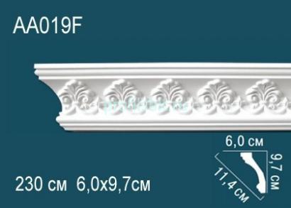 Гибкий потолочный плинтус с орнаментом Перфект AA019F 97х114х60 мм 2,3 м белый полиуретан