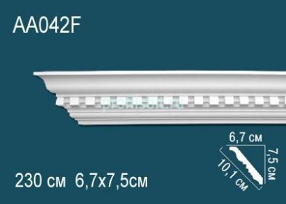 Гибкий потолочный плинтус с орнаментом Перфект AA042F 75х101х67 мм 2,3 м белый полиуретан