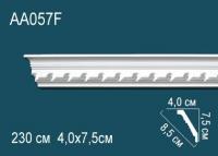 Гибкий потолочный плинтус с орнаментом Перфект AA057F 75х85х40 мм 2,3 м белый полиуретан