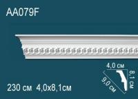 Гибкий потолочный плинтус с орнаментом Перфект AA079F 81х90х40 мм 2,3 м белый полиуретан