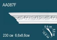 Гибкий потолочный плинтус с орнаментом Перфект AA087F 86х108х66 мм 2,3 м белый полиуретан