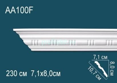 Гибкий потолочный плинтус с орнаментом Перфект AA100F 80х107х71 мм 2,3 м белый полиуретан