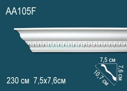 Гибкий потолочный плинтус с орнаментом Перфект AA105F 76х107х75 мм 2,3 м белый полиуретан