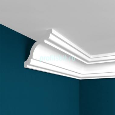 Потолочный плинтус Перфект Плюс P44 76 мм 2 м белый ударопрочный полимер