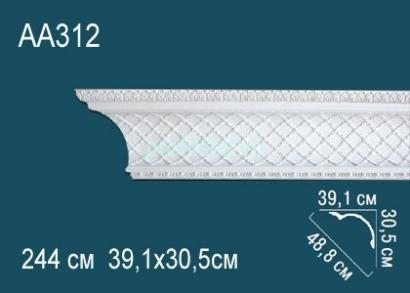 Потолочный плинтус с орнаментом Перфект AA312 305х488х391 мм 2,44 м белый полиуретан
