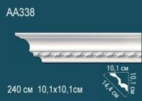 Потолочный плинтус с орнаментом Перфект AA338 101х144х101 мм 2,4 м белый полиуретан