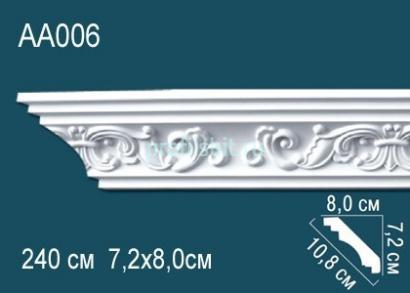 Потолочный плинтус с орнаментом Перфект AA006 72х108х80 мм 2,4 м белый полиуретан