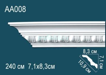 Потолочный плинтус с орнаментом Перфект AA008 71х109х83 мм 2,4 м белый полиуретан