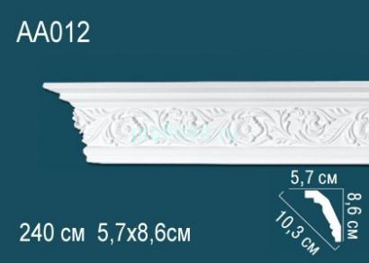 Потолочный плинтус с орнаментом Перфект AA012 86х103х57 мм 2,4 м белый полиуретан