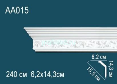 Потолочный плинтус с орнаментом Перфект AA015 143х155х62 мм 2,4 м белый полиуретан