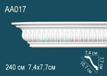 Потолочный плинтус с орнаментом Перфект AA017 77х107х74 мм 2,4 м белый полиуретан