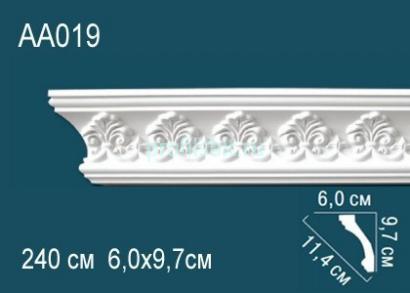 Потолочный плинтус с орнаментом Перфект AA019 97х114х60 мм 2,4 м белый полиуретан