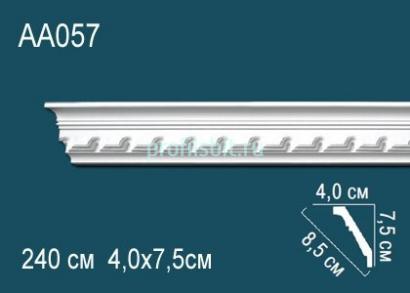 Потолочный плинтус с орнаментом Перфект AA057 75х85х40 мм 2,4 м белый полиуретан
