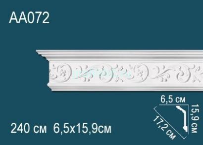 Потолочный плинтус с орнаментом Перфект AA072 159х172х65 мм 2,4 м белый полиуретан