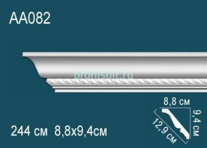 Потолочный плинтус с орнаментом Перфект AA082 94х129х88 мм 2,44 м белый полиуретан