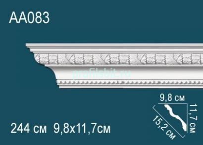 Потолочный плинтус с орнаментом Перфект AA083 117х152х98 мм 2,44 м белый полиуретан