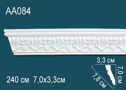 Потолочный плинтус с орнаментом Перфект AA084 70х78х33 мм 2,4 м белый полиуретан