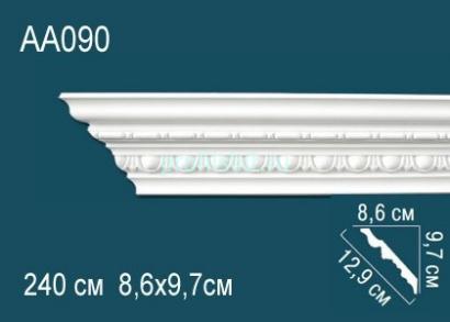 Потолочный плинтус с орнаментом Перфект AA090 97х129х86 мм 2,4 м белый полиуретан