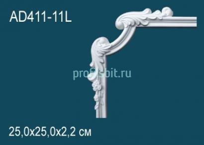 Угловой элемент с орнаментом Перфект AD411-11L 250х250 мм белый полиуретан