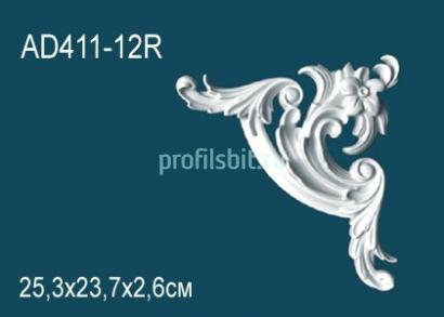 Угловой элемент с орнаментом Перфект AD411-12R 253х237 мм белый полиуретан