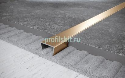 Стальной П-профиль 15х25 мм FUB 15х25 GS золото сатинированное 2,7 м