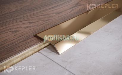 Разноуровневый порог стальной 63x10 мм FAP 10 GP золото полированное 2,7 м