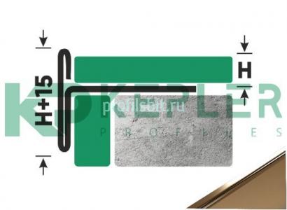 Торцевой Т-профиль стальной закладной 15 мм FFT 15 GP золото полированное 2,7 м