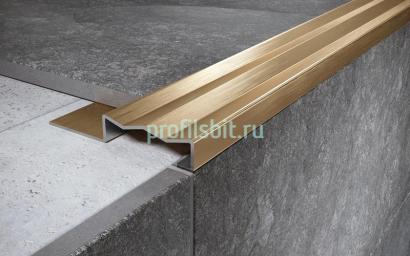 Угловой порог стальной закладной 35х10 мм FCGF 10 GM золото сатинированное 2,7 м