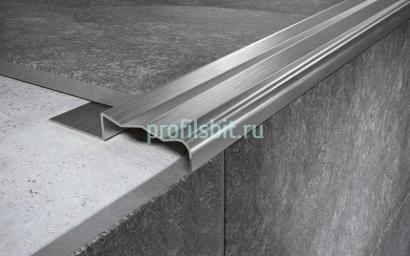 Угловой порог стальной закладной 35х10 мм FCGR 10 M сатинированная сталь 2,7 м