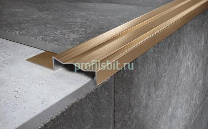 Угловой порог стальной закладной 35х12 мм FCG 12 GM золото сатинированное 2,7 м