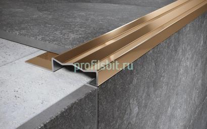 Угловой порог стальной закладной 35х12 мм FCGF 12 GP золото полированное 2,7 м