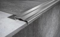Угловой порог стальной закладной 35х12 мм FCGR 12 M сатинированная сталь 2,7 м