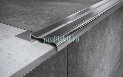 Угловой порог стальной закладной 35х12 мм FCGR 12 P полированная сталь 2,7 м