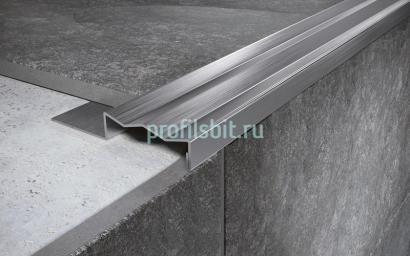 Угловой порог стальной закладной 35х15 мм FCG 15 M сатинированная сталь 2,7 м