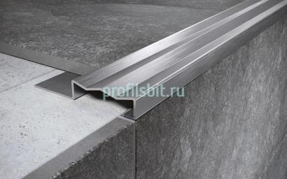 Угловой порог стальной закладной 35х15 мм FCGF 15 M сатинированная сталь 2,7 м