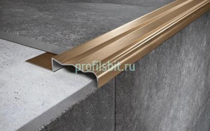 Угловой порог стальной закладной 35х8 мм FCGR 8 GM золото сатинированное 2,7 м