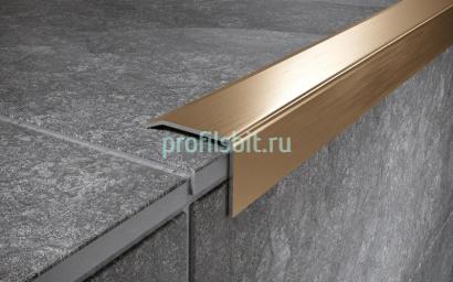 Угловой порог стальной 25x25 мм FC 25 GM золото сатинированное 2,7 м