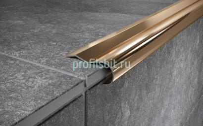 Угловой порог стальной 40х10 мм FCR 10 GP золото полированное 2,7 м