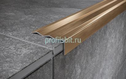 Угловой порог стальной 40х15 мм FCA 15 GM золото сатинированное 2,7 м