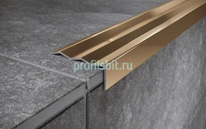 Угловой порог стальной 40х8 мм FCA 8 GP золото полированное 2,7 м